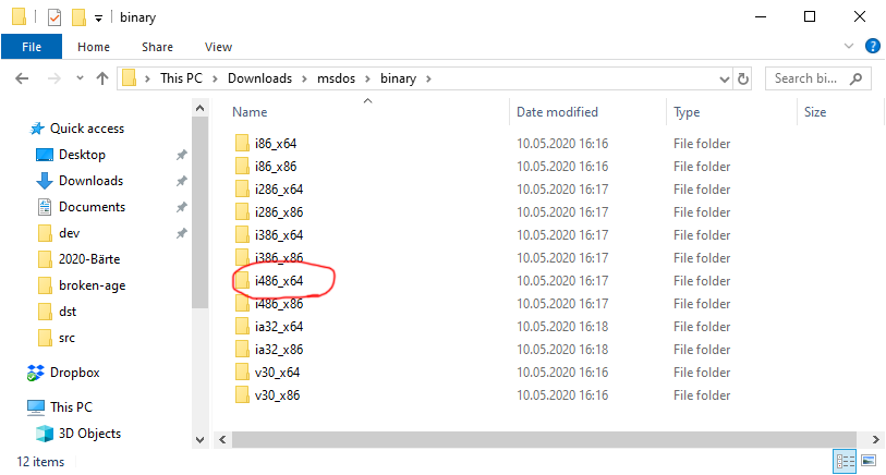 ms dos player binaries